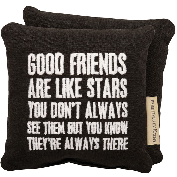 Black & White Good Friends Are Like Stars Mini Cotton Throw Pillow 6x6 from Primitives by Kathy
