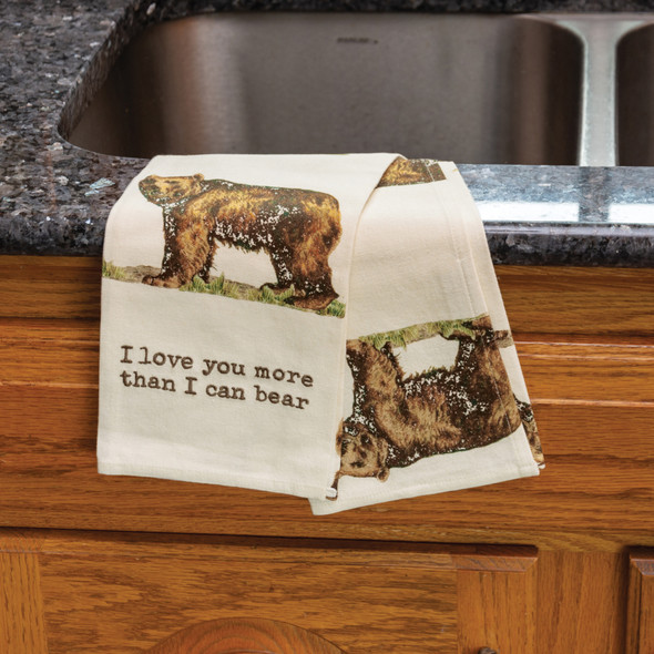 I Love You More Than I Can Bear Vintage Style Embroidered Cotton Linen Kitchen Dish Towel from Primitives by Kathy