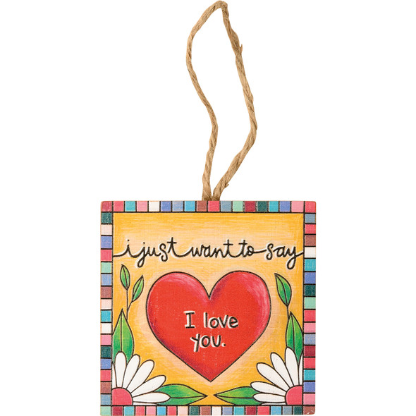 Vibrant Rainbow & Hearts Set of 3 Love Themed Ornament Signs (My Happy & I Love You & Us) from Primitives by Kathy