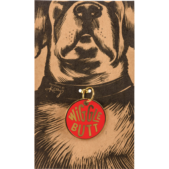 Wiggle Butt Hard Enamel Dog Collar Charm 1.25 Inch from Primitives by Kathy