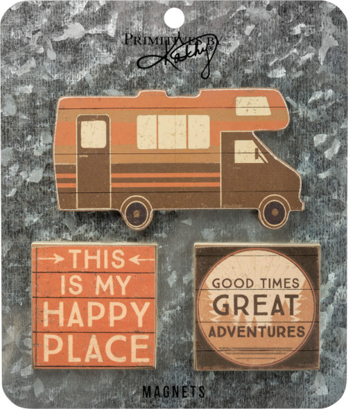 Set of 3 Camping Themed Refrigerator Magnets from Primitives by Kathy