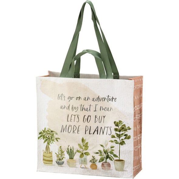 Let's Go Buy More Plants Watercolor Art Double Sided Market Tote Bag from Primitives by Kathy