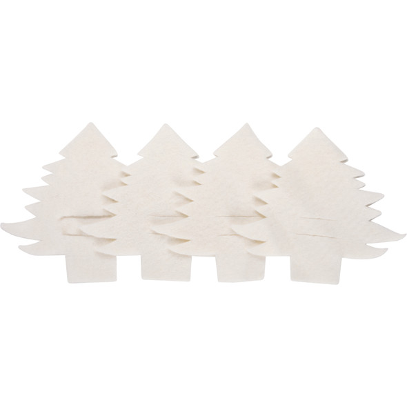 Set of 4 Cream Tree Felt Napkin Holders 7x7 from Primitives by Kathy