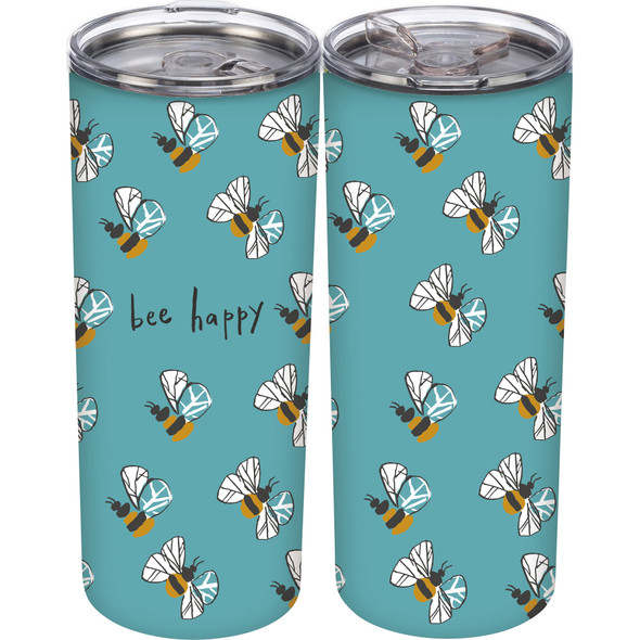 Bumblebee Design Bee Happy Stainless Steel Coffee Tumbler Thermos 20 Oz from Primitives by Kathy