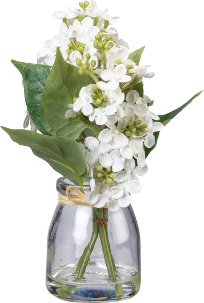 Small Glass Vase With Artificial White Lilac Botanicals from Primitives by Kathy