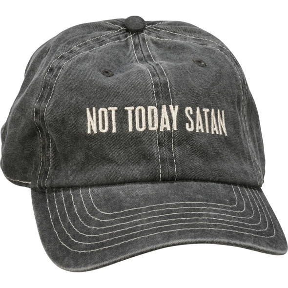 Adjustable Cotton Baseball Cap - Not Today Satan - Charcoal & White from Primitives by Kathy