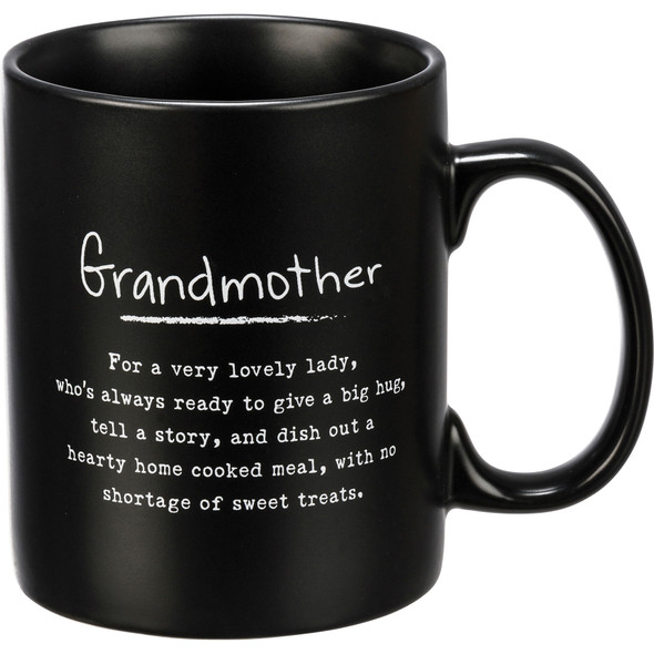 Grandmother Sentiment Poem Black Matte Stoneware Coffee Mug 20 Oz from Primitives by Kathy