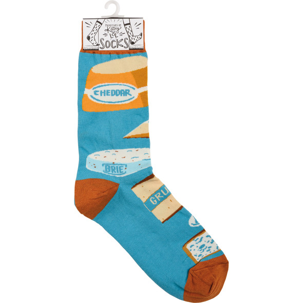 Macaroni & Cheese Colorfully Printed Mismatched Cotton Novelty Socks from Primitives by Kathy