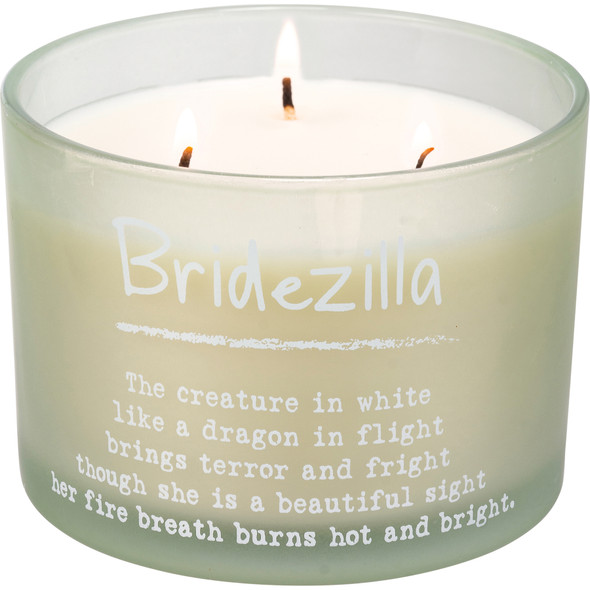 Bridezilla Frosted Glass Jar Candle (Vetiver Scent) 14 Oz from Primitives by Kathy