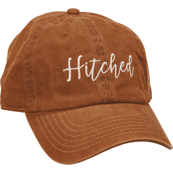 Adjustable Cotton Baseball Cap - Hitched - Rust Brown & White from Primitives by Kathy