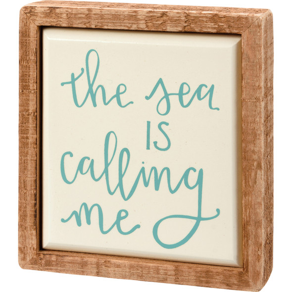 The Sea Is Calling Me Decorative Wooden Box Sign 3.5 Inch from Primitives by Kathy