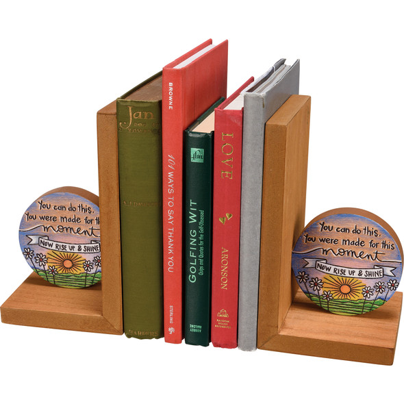 Woodburn Art Daisies Sunshin You Were Made For This Moment Decorative Wooden Bookends Set from Primitives by Kathy