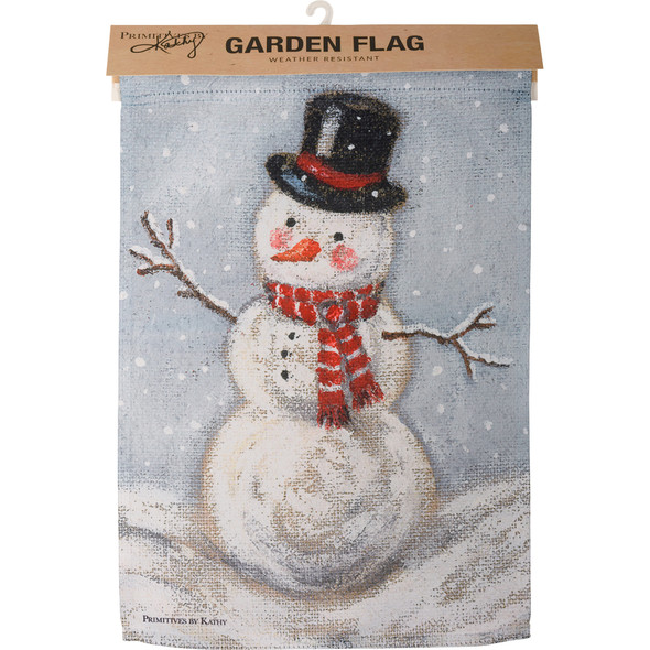 Decorative Double Sided Garden Flag - Snowman In Top Hat With Scarf - 12x18 from Primitives by Kathy