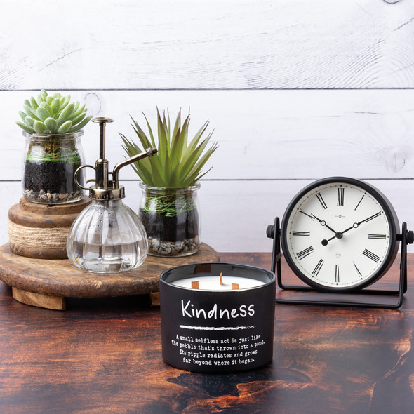 Kindness Themed Matte Black Glass Jar Candle (Lemongrass Scent) 14 Oz from Primitives by Kathy