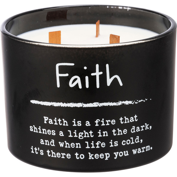 Faith Sentiments Poem Matt Black Glass Jar Candle (Vetiver Scent) 14 Oz from Primitives by Kathy