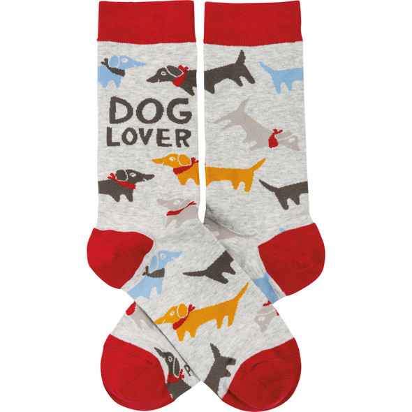 Dog Lover Colorfully Printed Woven Cotton Socks from Primitives by Kathy