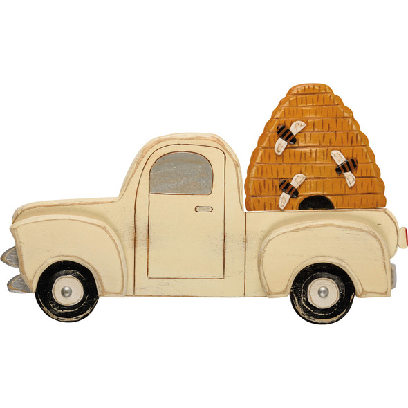 Wooden Wall Décor - Pickup Truck Hauling Bee Hive 16 Inch x 9.5 Inch from Primitives by Kathy