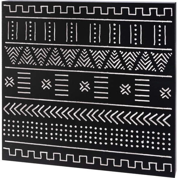 Black & White Geometric Debossed Artisinal Design Decorative Wall Décor Sign 20x20 from Primitives by Kathy