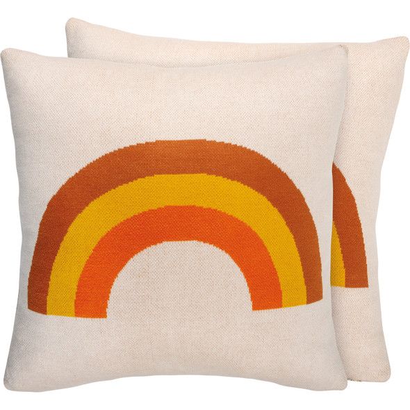 Orange & Brown Rainbow Design Bohemian Style Decorative Cotton Throw Pillow 20x20 from Primitives by Kathy