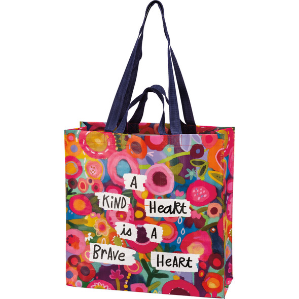 Colorful Floral Design A Kind Heart Is A Brave Heart Market Tote Bag from Primitives by Kathy