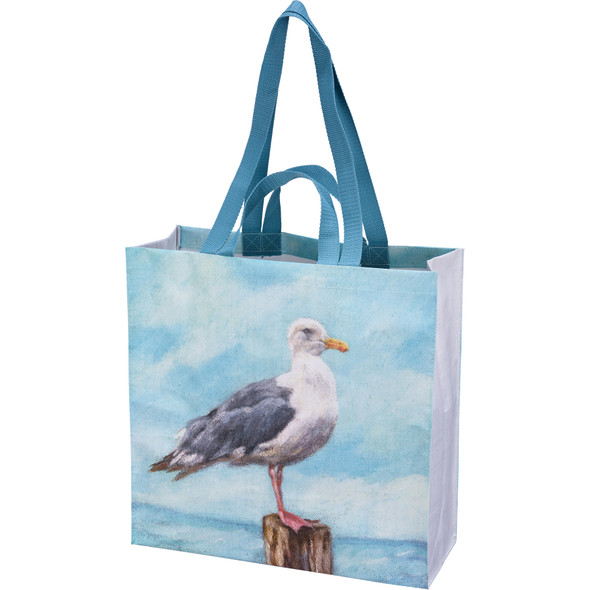 Seagull On Pier Post Double Sided Market Tote Bag from Primitives by Kathy