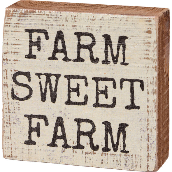 Farm Sweet Farm Decorative Wooden Block Sign 3x3 from Primitives by Kathy