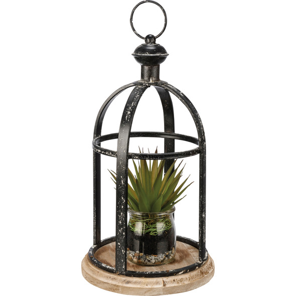 Bird Cage Metal Candle Holder Lantern With Hanging Hook 13 Inch from Primitives by Kathy