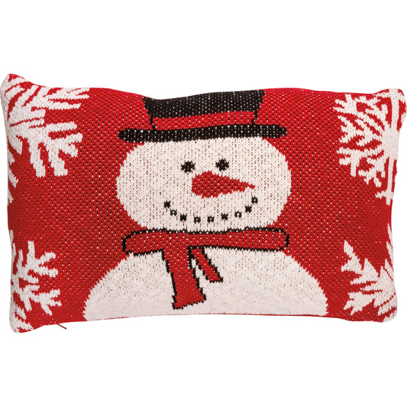 Frosty The Snowman Decorative Red & White Cotton Throw Pillow 12x20 from Primitives by Kathy