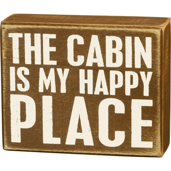 The Cabin Is My Happy Place Decorative Wooden Box Sign 5x4 from Primitives by Kathy