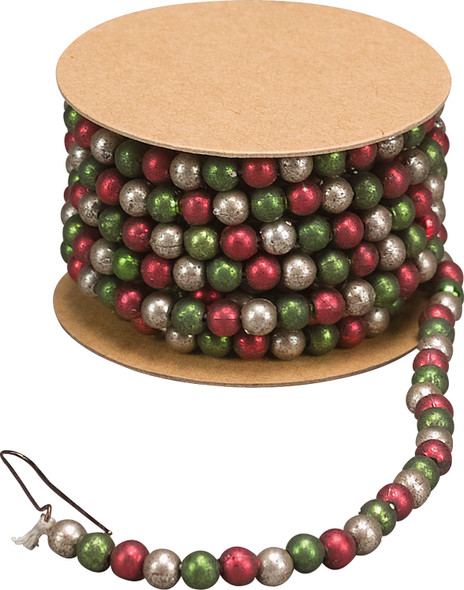 Red Silver & Green Bead Garland 72 Inch from Primitives by Kathy