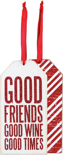 Set of 6 Good Friends Good Wine Good Times Wooden Wine Bottle Tags from Primitives by Kathy