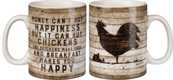 Money Can't Buy Happiness But It Can Buy Chickens Stoneware Coffee Mug 20 Oz from Primitives by Kathy