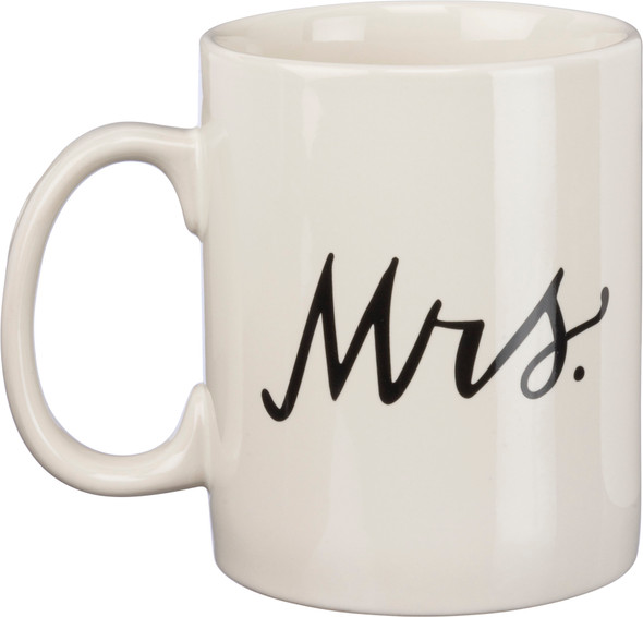 Mr. & Mrs. Black & White Stoneware Coffee Mugs Set from Primitives by Kathy