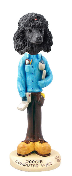 Dog Lover Hand-painted Figurine - Poodle Black Computer Whiz Doogie Collectible From Conversation Concepts