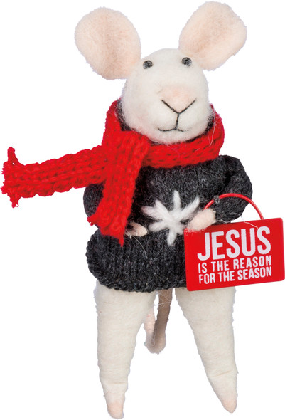 Jesus Is Reason For The Season Felt Mouse Figurine 4 Inch from Primitives by Kathy