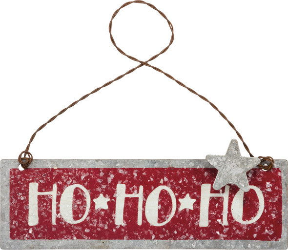 Star Accent Ho Ho Ho Hanging Metal Christmas Ornament 4 Inch from Primitives by Kathy