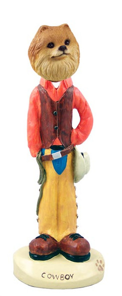 Dog Lover Doogie Collectible Figurine - Pomeranian Red Cowboy From Conversation Concepts