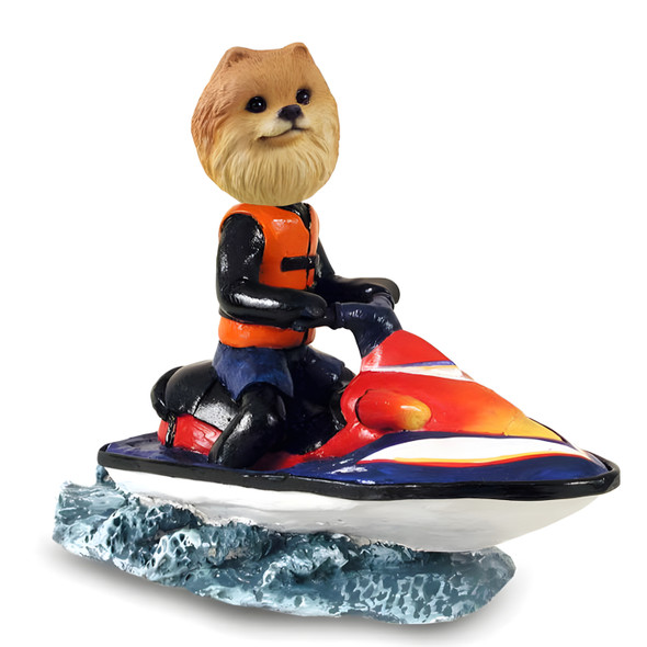 Dog Lover Hand-painted Figurine - Pomeranian Red Jet Ski Doogie Collectible From Conversation Concepts