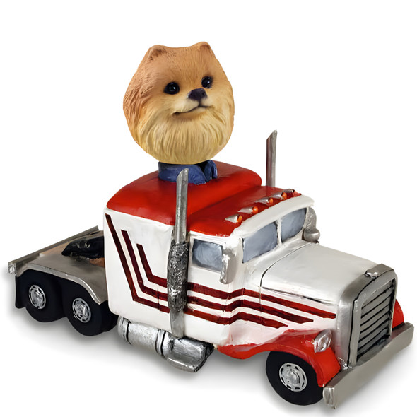 Dog Lover Hand-painted Figurine - Pomeranian Red Truck Tractor Doogie Collectible From Conversation Concepts