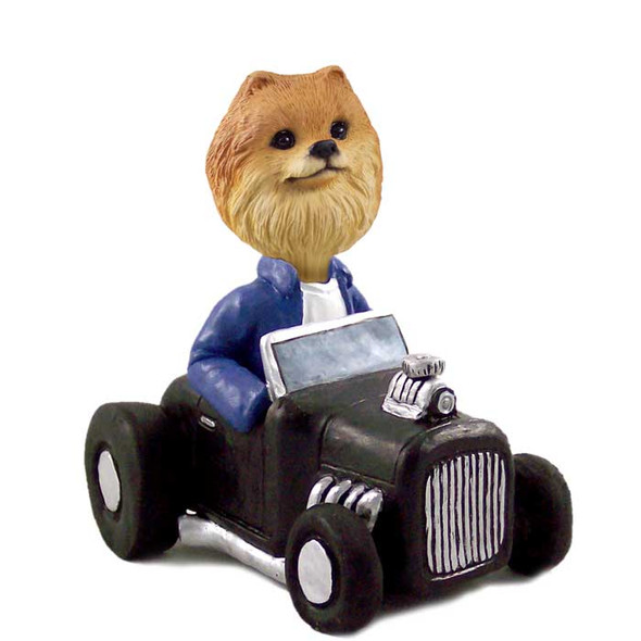 Dog Lover Hand-painted Figurine - Pomeranian Red Hot Rod Doogie Collectible From Conversation Concepts