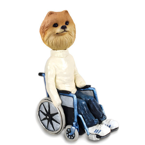 Dog Lover Doogie Collectible Figurine - Pomeranian Red Wheelchair From Conversation Concepts