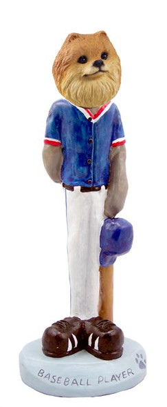 Dog Lover Hand-painted Figurine - Pomeranian Red Baseball Player Doogie Collectible From Conversation Concepts