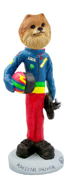 Dog Lover Hand-painted Figurine - Pomeranian Red Racecar Driver Doogie Collectible From Conversation Concepts