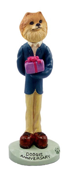 Dog Lover Hand-painted Figurine - Pomeranian Red Anniversary Doogie Collectible From Conversation Concepts