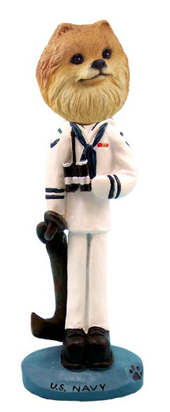 Dog Lover Hand-painted Figurine - Pomeranian Red U.s. Navy Doogie Collectible From Conversation Concepts