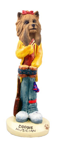 Dog Lover Hand-painted Figurine - Yorkshire Terrier Musician Doogie Collectible From Conversation Concepts