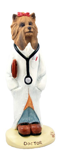 Dog Lover Hand-painted Figurine - Yorkshire Terrier Doctor Doogie Collectible From Conversation Concepts