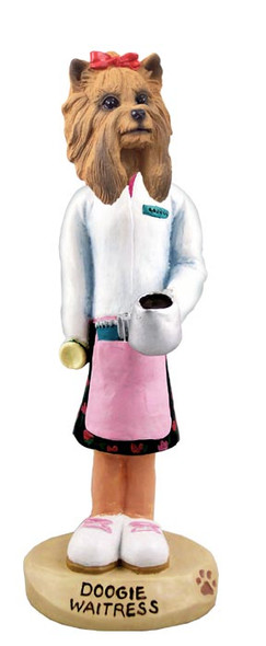 Dog Lover Hand-painted Figurine - Yorkshire Terrier Waitress Doogie Collectible From Conversation Concepts