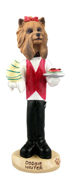 Dog Lover Hand-painted Figurine - Yorkshire Terrier Waiter Doogie Collectible From Conversation Concepts