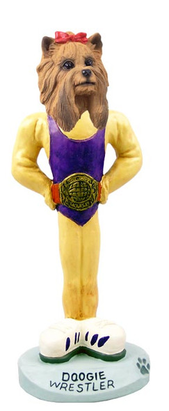 Dog Lover Hand-painted Figurine - Yorkshire Terrier Wrestler Doogie Collectible From Conversation Concepts